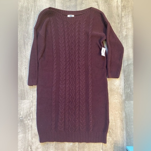 NWT Old Navy Cable Knit Burgundy Sweater Dress‎ Tunic Medium